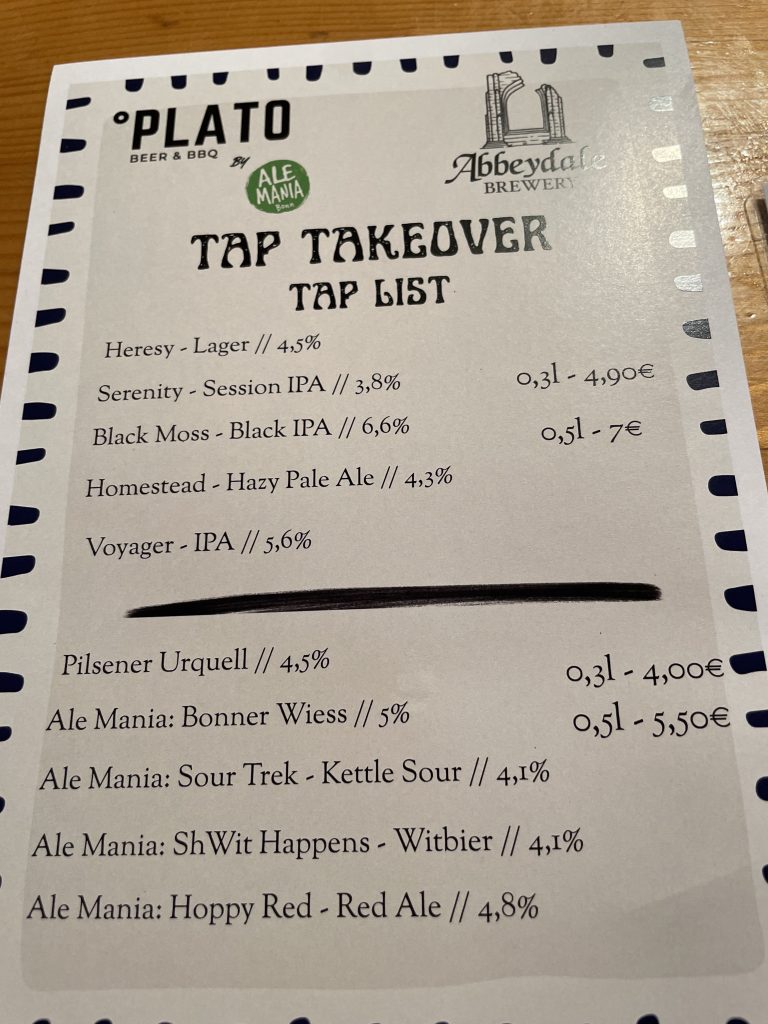 Plato tap list